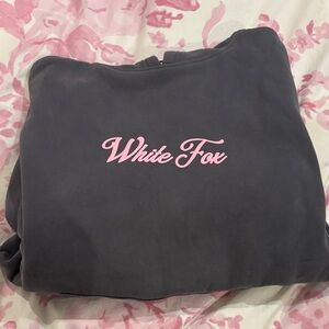White Fox Boutique Gray Sweatshirt with Pink Logo